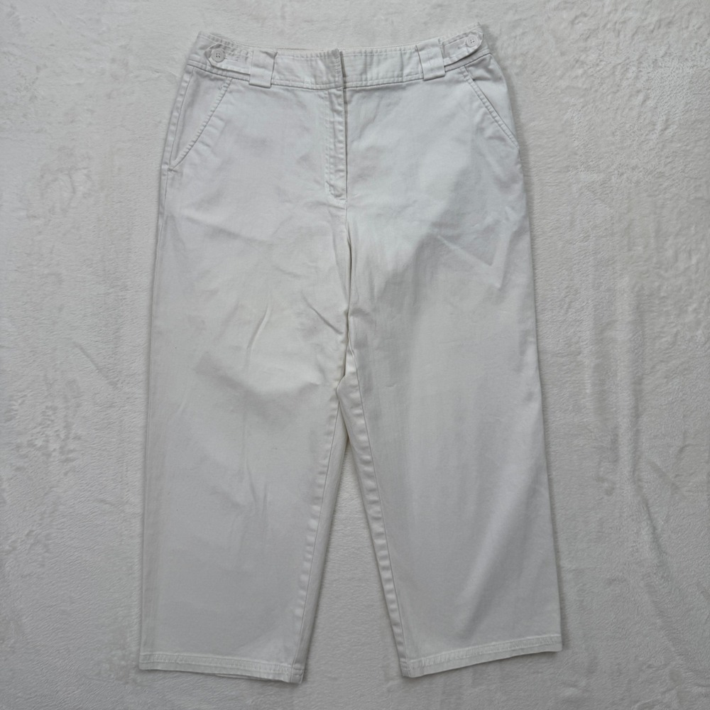 Talbots Pants Womens 10 White Cropped‎ Straight Leg Stretch Cotton Twill Chino